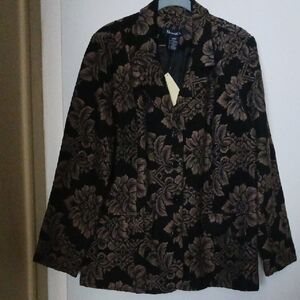 Denim & Co Black and Brown Floral Jacket